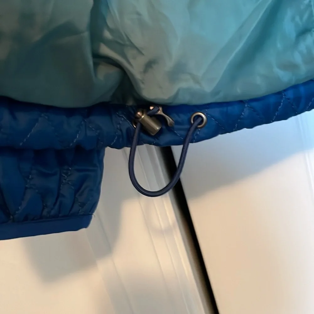 Lands’End sz S quilted deep teal jacket front pockets zip front adjustable waist - Picture 9 of 10